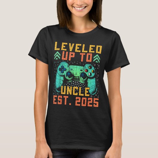 Promoted To Uncle 2025 Leveled Up To Uncle Est 202 T-shirt (Voorkant)