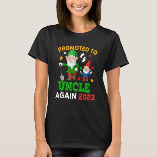 Promoted To Uncle Again 2023 Two Funny Gnomes Preg T-shirt (Voorkant)