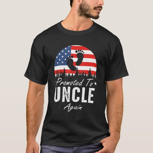 Promoted To Uncle Again 2024 US Flag Father's Day T-shirt (Voorkant)