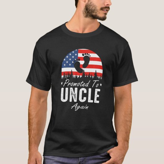 Promoted To Uncle Again 2024 US Flag Father's Day  T-shirt (Voorkant)