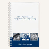 Promotie Aangepaste Afbeeldingen Blauw Wit Company Notitieboek (Voorkant)