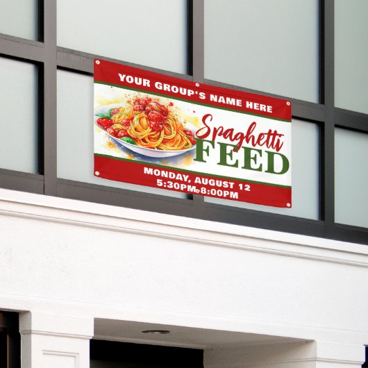 Promotie Aangepaste Spaghetti Feed Fundraiser Spandoek (Buitenkant Gebouw)
