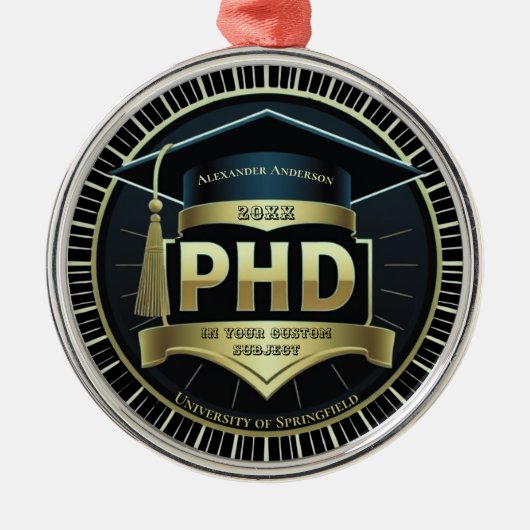 Promotie afstuderen doctoraatsthesis medaille metalen ornament (Voorkant)