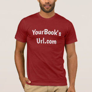 Promotie auteur, rood met witte letters t-shirt