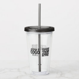 Promotie BedrijfsLogo & QR Code Acryl Drinkbeker
