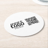 Promotie BedrijfsLogo & QR Code Ronde Kartonnen Onderzetter (Gebogen)