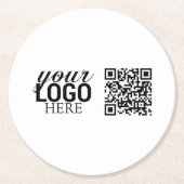Promotie BedrijfsLogo & QR Code Ronde Kartonnen Onderzetter (Voorkant)