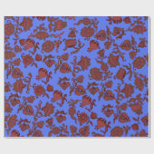 Promotie Bloemen Boheemse Chic Bloem Boho Blauw Cadeaupapier (Vlak)