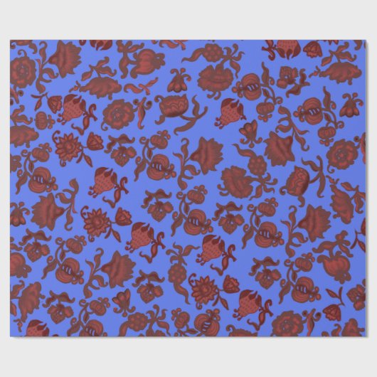 Promotie Bloemen Boheemse Chic Bloem Boho Blauw Cadeaupapier (Vlak)