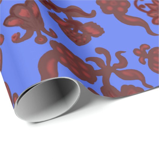 Promotie Bloemen Boheemse Chic Bloem Boho Blauw Cadeaupapier (Rol Hoek)