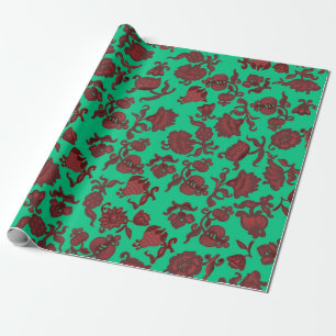 Promotie Bloemen Boho Chic Bloem Boho Groen Cadeaupapier