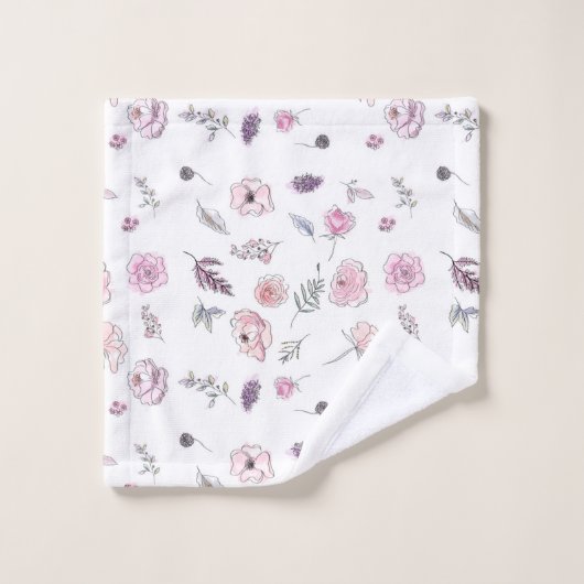 Promotie Bohemian Chic Floral Boho Girl Pink Bad Handdoek (Wasdoekje)