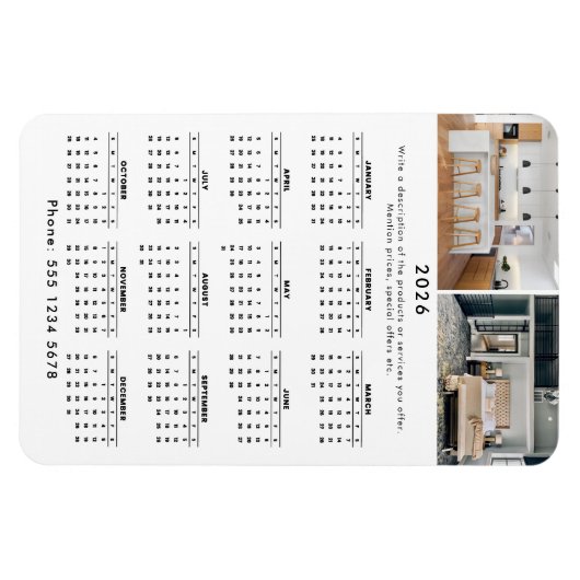 Promotie Business 2 Foto 2026 Kalender Magneet (Horizontaal)