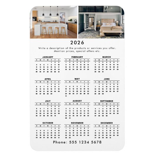 Promotie Business 2 Foto 2026 Kalender Magneet (Verticaal)