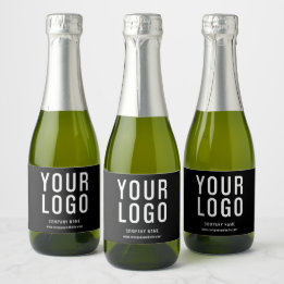 Promotie Business Logo Black Sparkling Wijnetiket