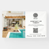 Promotie Business Logo Foto QR-code Spandoek (Horizontaal)