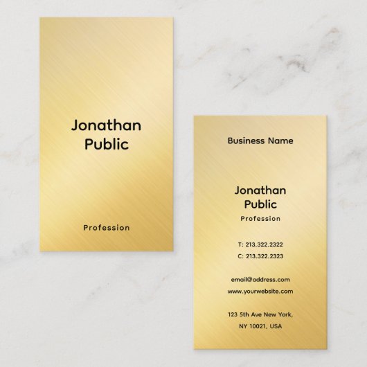 Promotie Elegante Sjabloon Elite Faux Gold Visitekaartje (Voorkant / Achterkant)