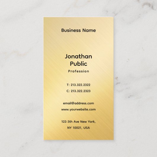 Promotie Elegante Sjabloon Elite Faux Gold Visitekaartje (Achterkant)