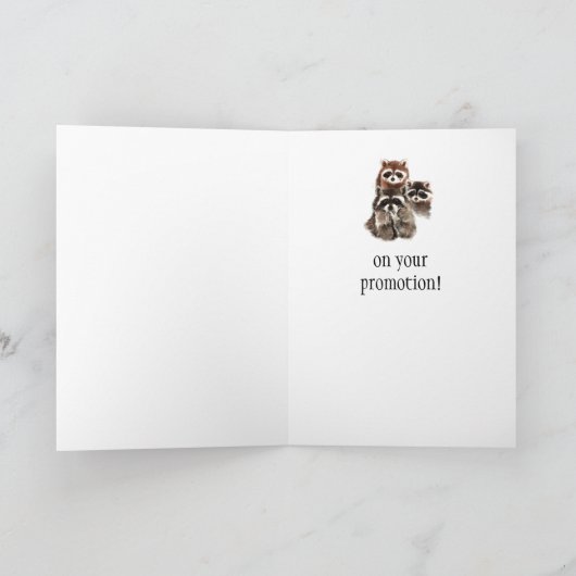 Promotie Gefeliciteerd Raccoons Blowing Kisses Kaart (Binnen)