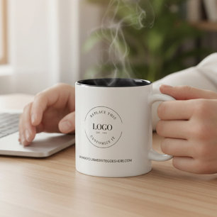 Promotie logo website Zwart wit aangepast bedrijf Tweekleurige Koffiemok