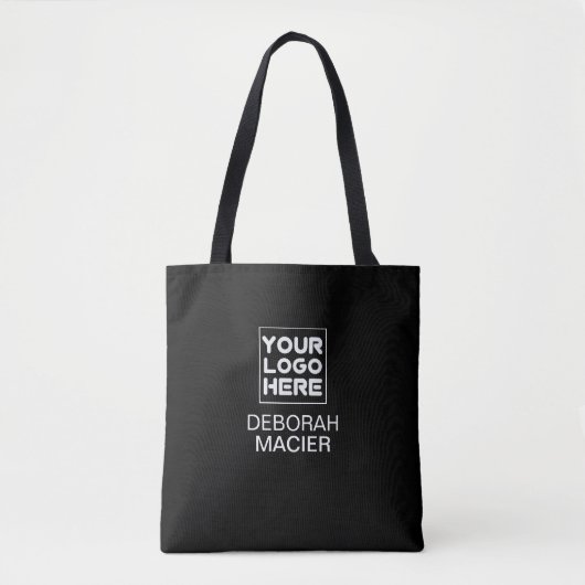 Promotie Merk Logo Bedrijfsnaam ZWART Tote Bag (Voorkant)