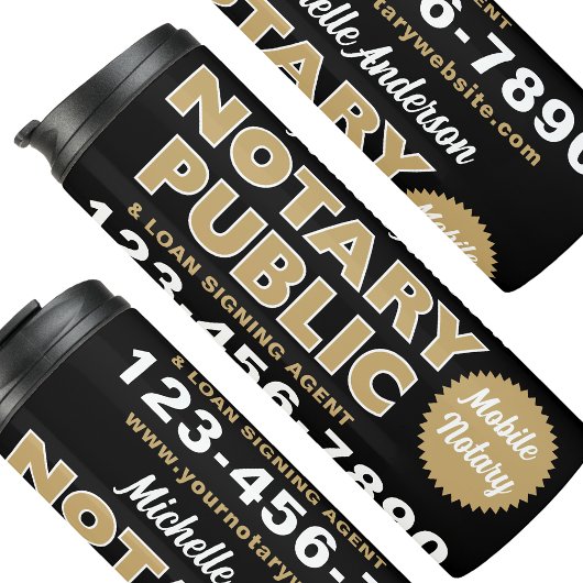 Promotie Mobiele Notaris Public Gold Black Travel Thermosbeker