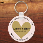 Promotie Modern Minimalistisch Roze Gold Heart Sleutelhanger (Voorkant)