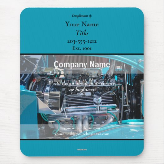 Promotie Mousepad Auto Engine - HAMbyWG Muismat (Voorkant)