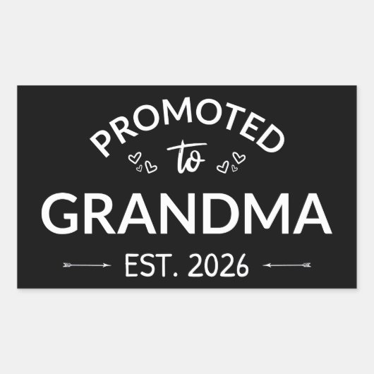 Promotie naar Oma Est. 2026 II Rechthoekige Sticker (Voorkant)