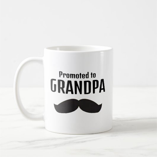 Promotie naar Opa Funny Mustache Nieuwe Opa Koffiemok (Links)