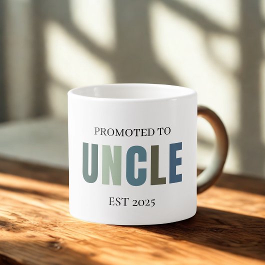 Promotie naar Uncle EST 2025 | Gepersonaliseerd Espresso Kop