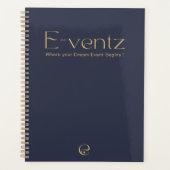 Promotie Navy Blue & Gold Logo Marketing Planner (Voorkant)