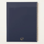 Promotie Navy Blue & Gold Logo Marketing Planner (Achterkant)
