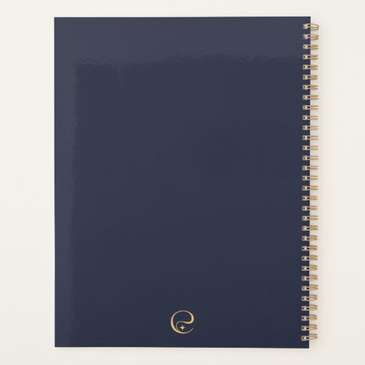 Promotie Navy Blue & Gold Logo Marketing Planner (Achterkant)