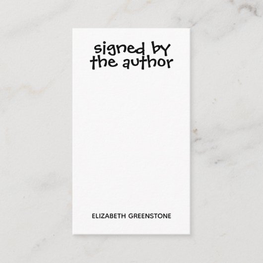 Promotie ondertekend door auteur Bladwijzer Informatiekaartje (Voorkant)