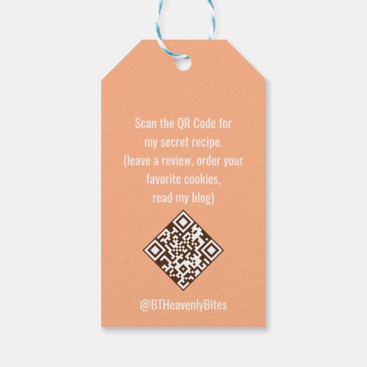 Promotie QR-code Perzik Kerstkoek Sneeuwvlokken Cadeaulabel (Achterkant)