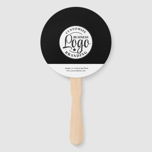 Promotie Ronde Zwart Wit Hand Ventilator met Logo Handwaaier (Voorkant)