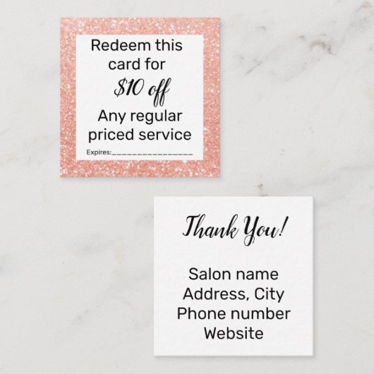 Promotie salon en spa vierkante visitekaartje (Voorkant / Achterkant)