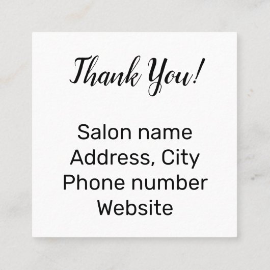 Promotie salon en spa vierkante visitekaartje (Achterkant)