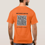 Promotie T-Shirt Je QR-code en aangepaste tekst<br><div class="desc">Aangepaste kleuren en lettertypen - ontwerp je eigen gepersonaliseerde T-shirt voorbeeld met je QR-code scan info en naam website of aangepaste tekst professionele merk promotionele bedrijfsshirt sjabloon / of Hoodies bedrijfskleding voor mannen of vrouwen / marketingproducten / bedrijfscadeaus ( kies kledingstijl en maat ) - voeg je QR-code toe -...</div>