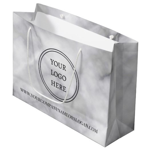 Promotie Uw Logo in zwart-wit Groot Cadeauzakje (Voorkant Gekanteld)