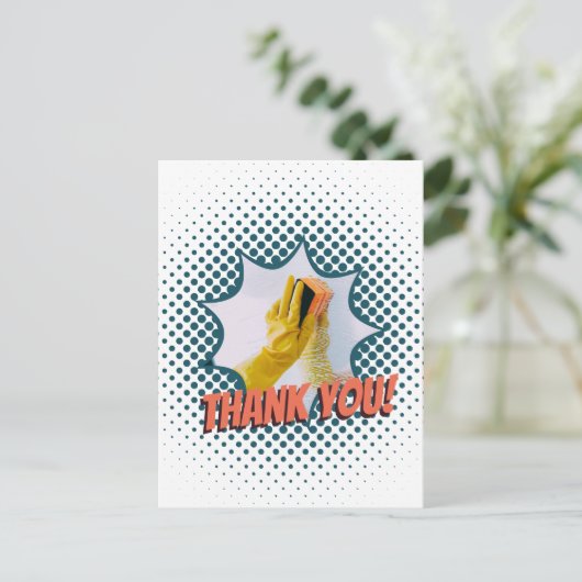 Promotie van de schoonmaakservice van het huis Har Briefkaart (Staand voorkant)