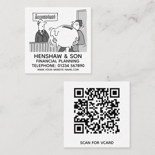 Promotie van financiële planning of accountants vierkante visitekaartje (Voorkant / Achterkant)