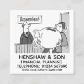 Promotie van financiële planning of accountants vierkante visitekaartje (Voorkant)