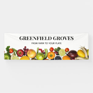 Promotie van verse producten voor verkopers op de spandoek