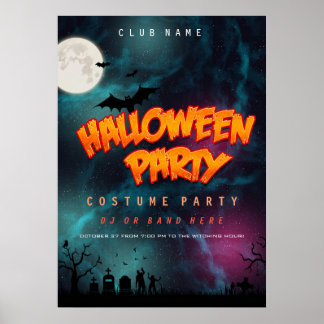 Promotie van Zombie graveyard costume party club Poster