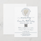 Promotie: veilig Logo hairdresser QR-code wit Aankondigingskaart (Voorkant / Achterkant)