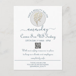 Promotie: veilig Logo hairdresser QR-code wit Aankondigingskaart