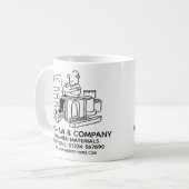 Promotie voor bedrijf in hergebruikte materialen koffiemok (Voorkant links)