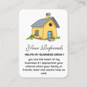 Promotie voor Cute House Real Estate Agent Aanbevelingskaartje (Voorkant)